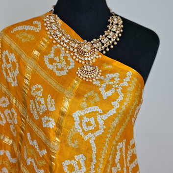 Pure Gajji Silk Yellow  Gharchola Bandhani Saree