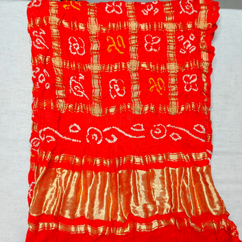 ORANGE - GAJJI SILK GHARCHOLA BANDHANI BLOUSE PIECE