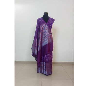 Eva : Purple Powerloom Kanjivaram Bandhani Saree