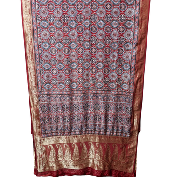 Sahaj 05 - Dola Ajrakh Block Print Saree