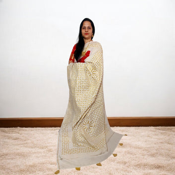 Heritage Hues - Chanderi Silk Applique Bandhani Saree