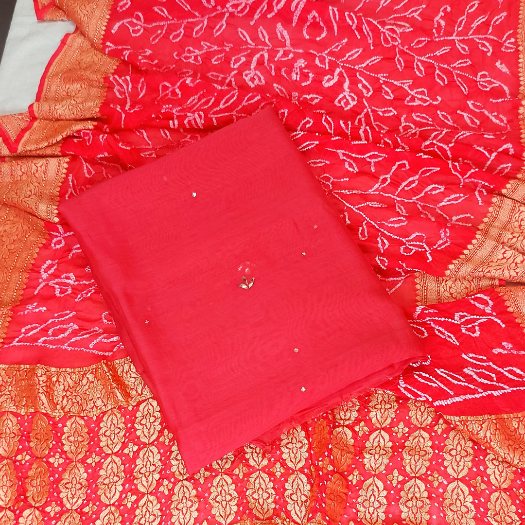 Banarasi Bandhani Dupatta with Muga Silk Top 