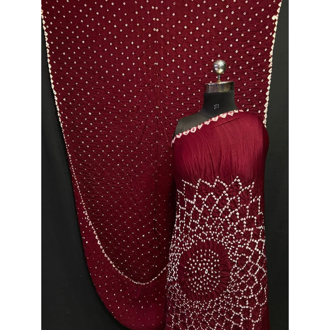 Ananya - Maroon Sunflower Pallu Bandhani Saree