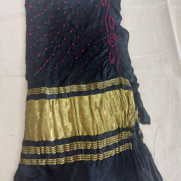 BLACK - GAJJI SILK BANDHANI BLOUSE PIECE