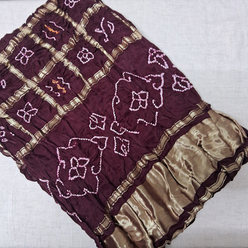 DARK MAROON GAJJI SILK GHARCHOLA BANDHANI BLOUSE PIECE 