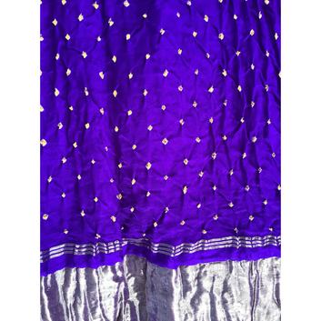 INDIGO YELLOW -  GAJJI SILK BANDHANI BLOUSE PIECE