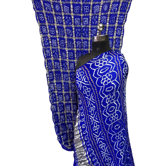 Kavya - Blue Gajji Silk Gharchola Bandhani Saree