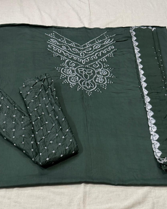 Gray Bandhani fabric with on a light gray background