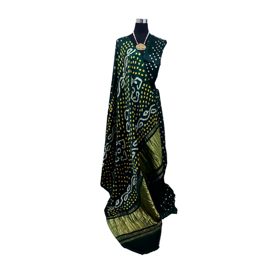 Green Mohini  Bandhani Saree