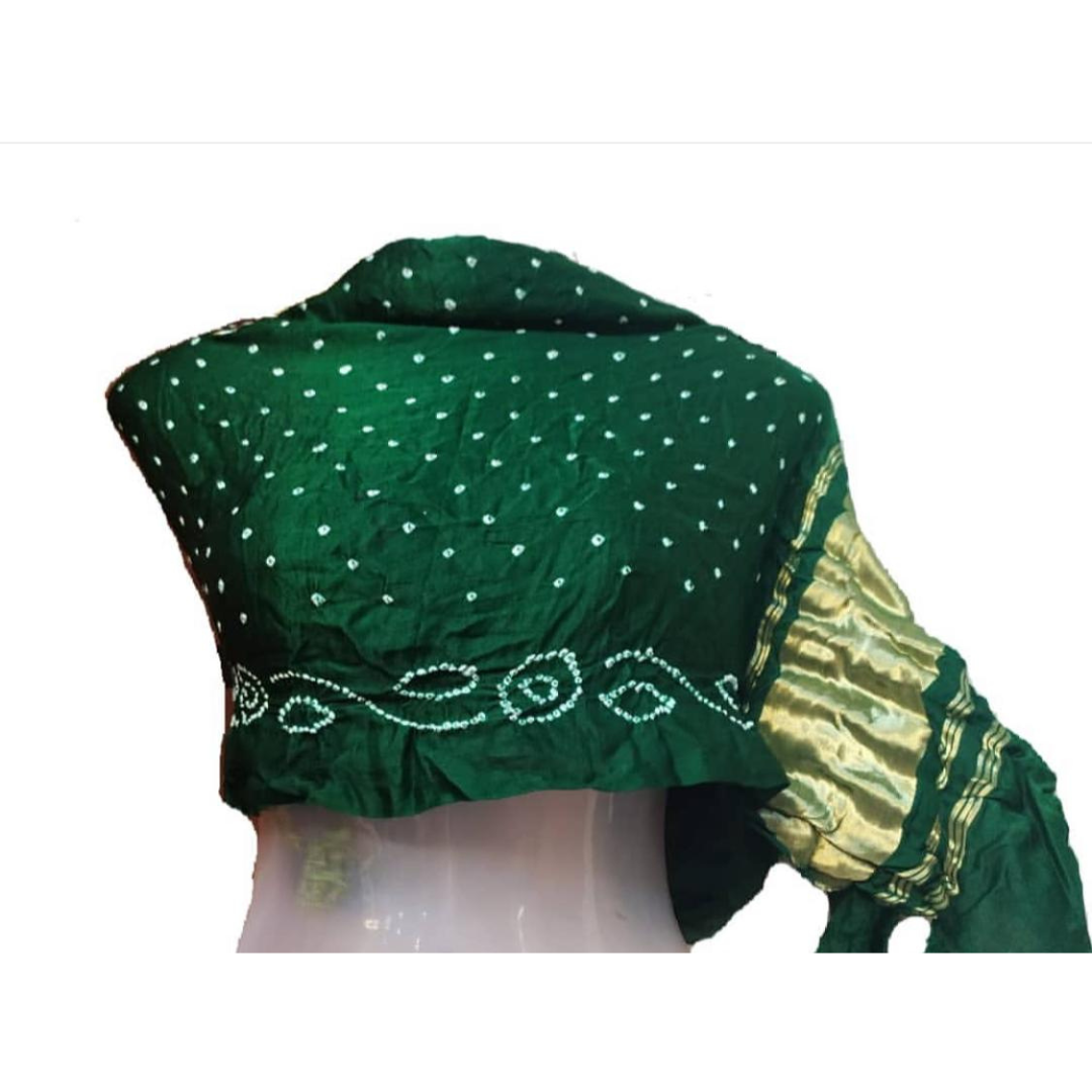 GREEN - GAJJI SILK BANDHANI BLOUSE PIECE