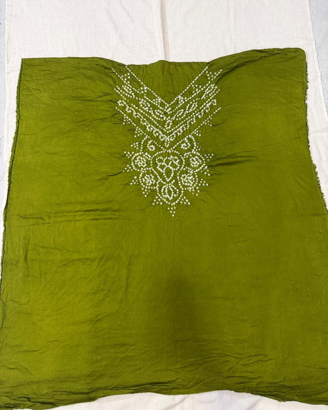 Mehndi Green Bandhani top on white background