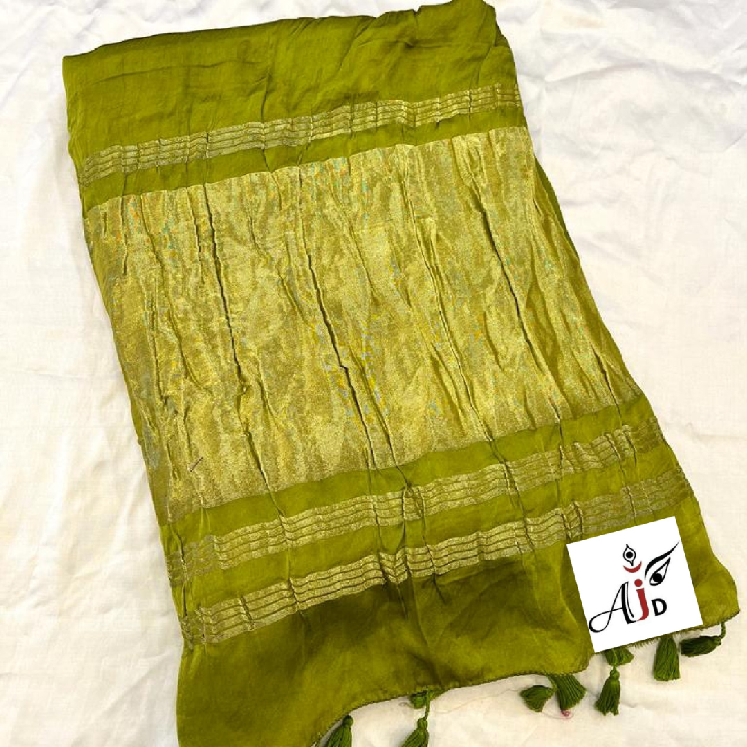 Mehndi Green Plain Saree With Zari Border