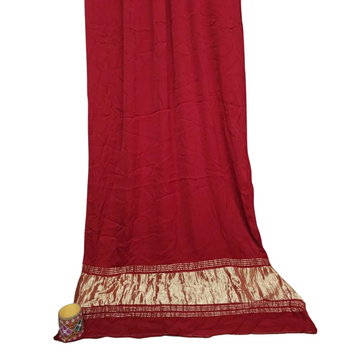 Maroon Plain Saree With Zari Border