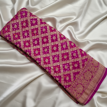 PINK -  BANARASI GEORGETTE BANDHANI BLOUSE PIECE