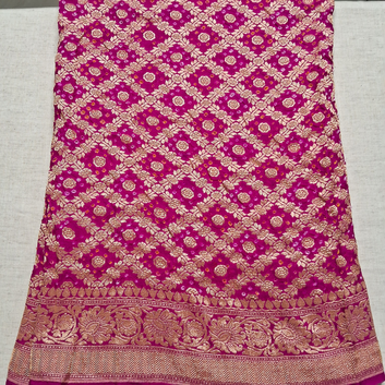 PINK -  BANARASI GEORGETTE BANDHANI BLOUSE PIECE