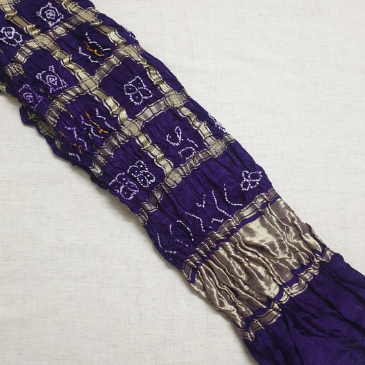 PURPLE GAJJI SILK GHARCHOLA BANDHANI BLOUSE PIECE