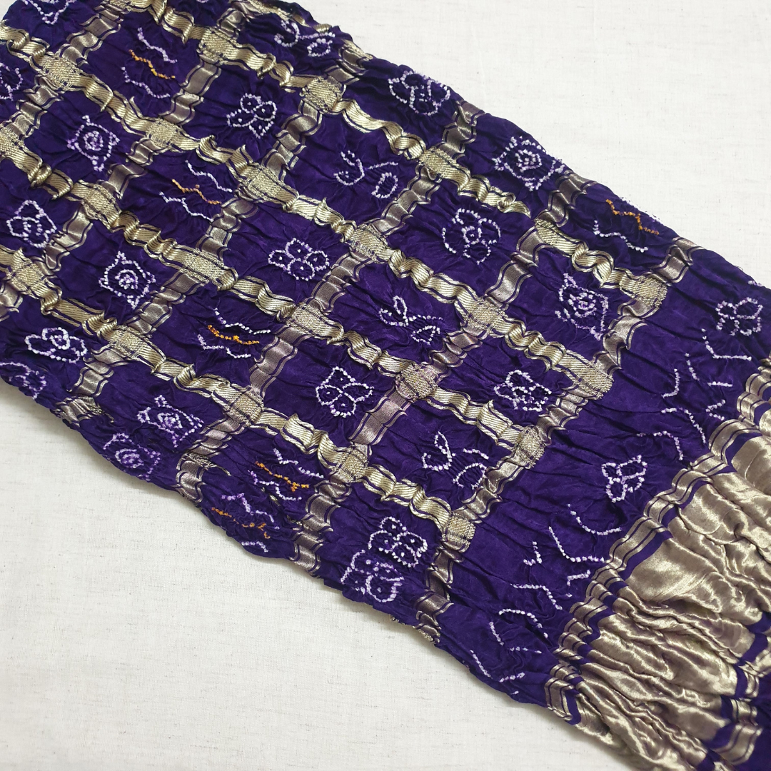 PURPLE GAJJI SILK GHARCHOLA BANDHANI BLOUSE PIECE