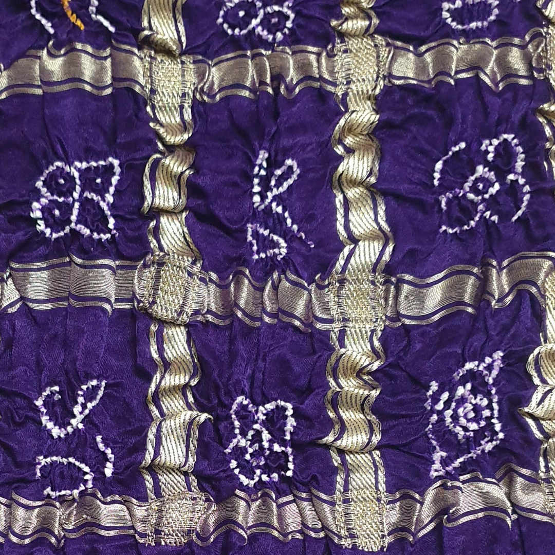 PURPLE GAJJI SILK GHARCHOLA BANDHANI BLOUSE PIECE