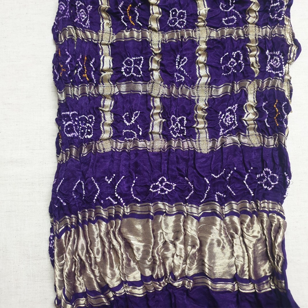 PURPLE GAJJI SILK GHARCHOLA BANDHANI BLOUSE PIECE