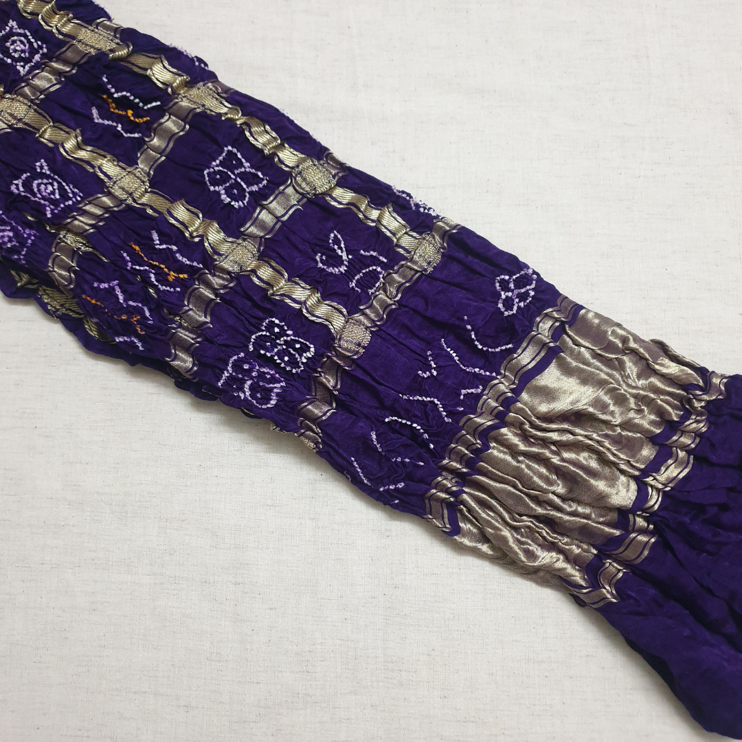 PURPLE GAJJI SILK GHARCHOLA BANDHANI BLOUSE PIECE