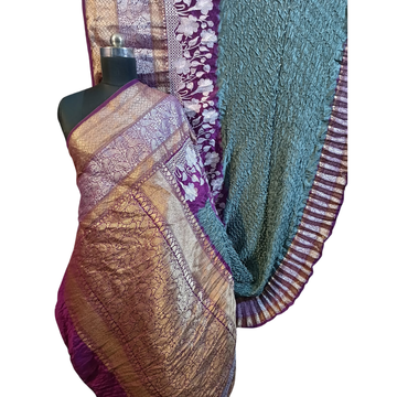 Pure Katan Silk Kanchi Lakhnavi Bandhani Saree