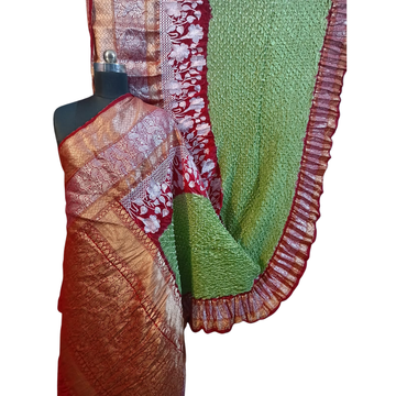 Pure Katan Silk Kanchi Lakhnavi Bandhani Saree