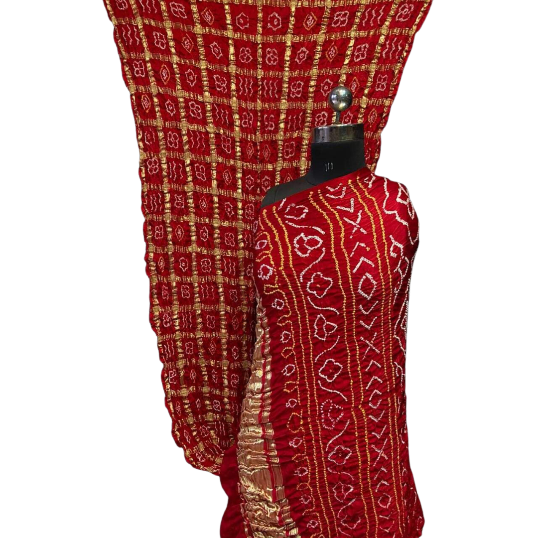 Kavya - Red Gajji Silk Gharchola Bandhani Saree