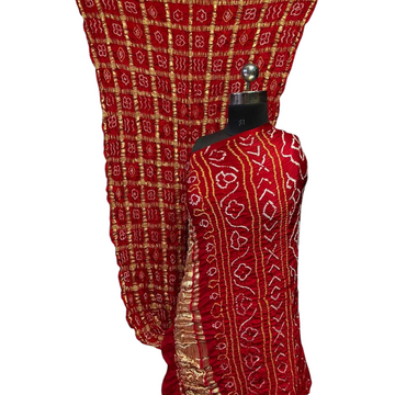 Kavya - Red Gajji Silk Gharchola Bandhani Saree