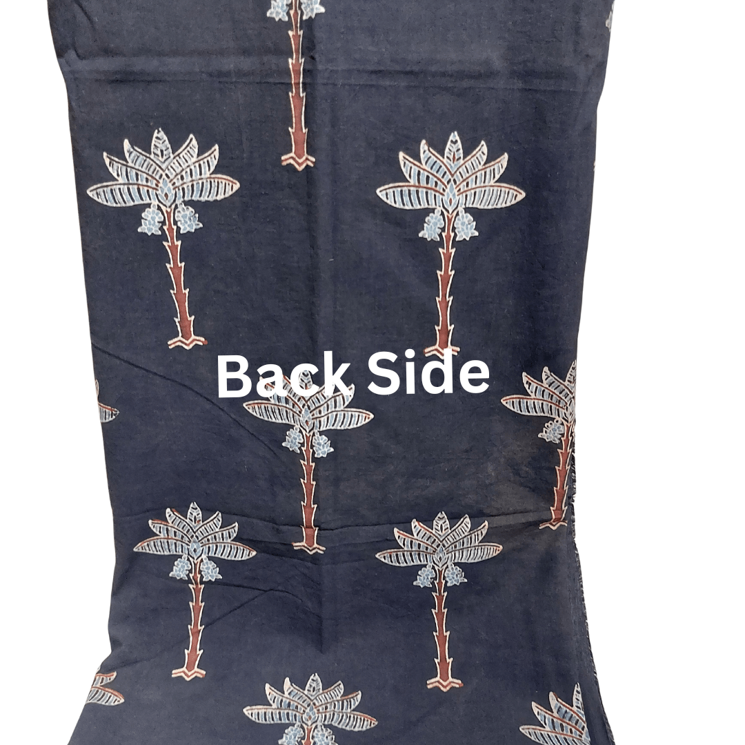 Black - Ajrakh Hand Block Print Dress Material – Handmade Bandhani Saree in Gajji/Modal Silk | Aj Designs