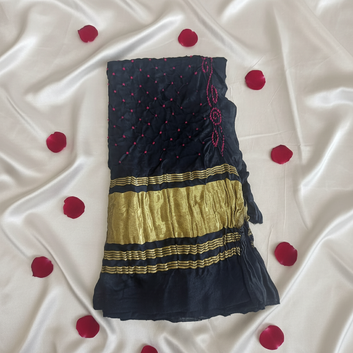 BLACK PINK - GAJJI SILK BANDHANI BLOUSE PIECE