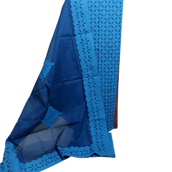 Blue Cotton Applique Dress Material