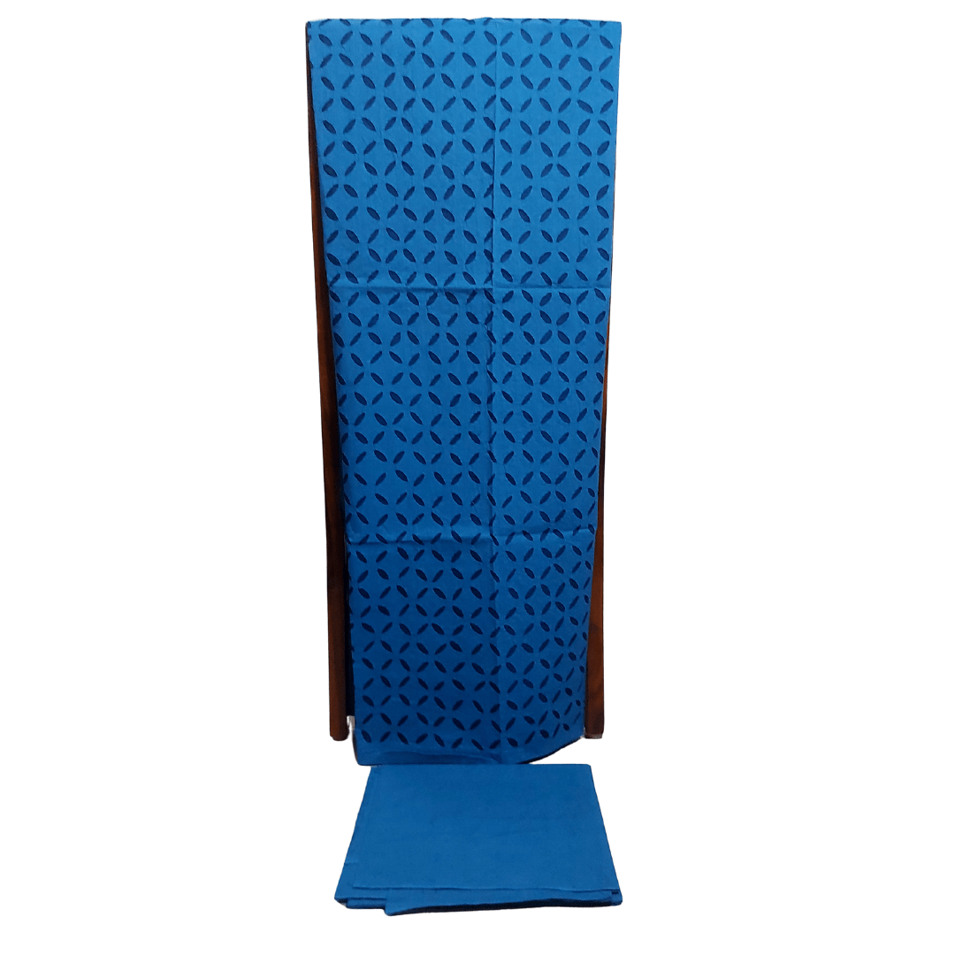 Blue Cotton Applique Dress Material – Handmade Bandhani Saree in Gajji/Modal Silk | Aj Designs
