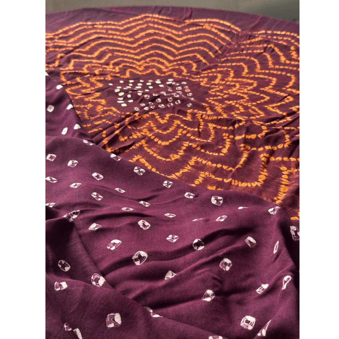 Coca Cola - Shibori Bandhani Saree – Handmade Bandhani Saree in Gajji/Modal Silk | Aj Designs