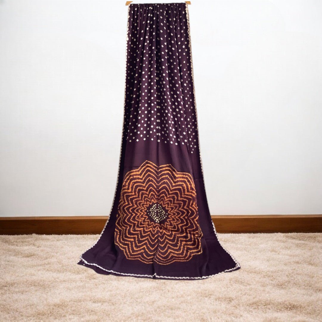 Coca Cola - Shibori Bandhani Saree – Handmade Bandhani Saree in Gajji/Modal Silk | Aj Designs