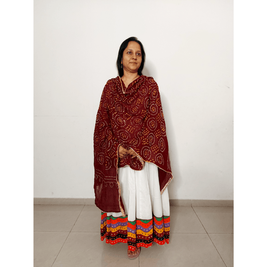 Cotton Bandhani Dupatta Gol Chakkar Design