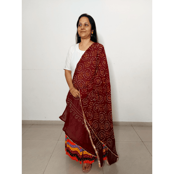 Cotton Bandhani Dupatta Gol Chakkar Design