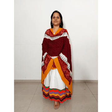 Cotton Ikkat Bandhani Dupatta - Gulab – Handmade Bandhani Saree in Gajji/Modal Silk | Aj Designs