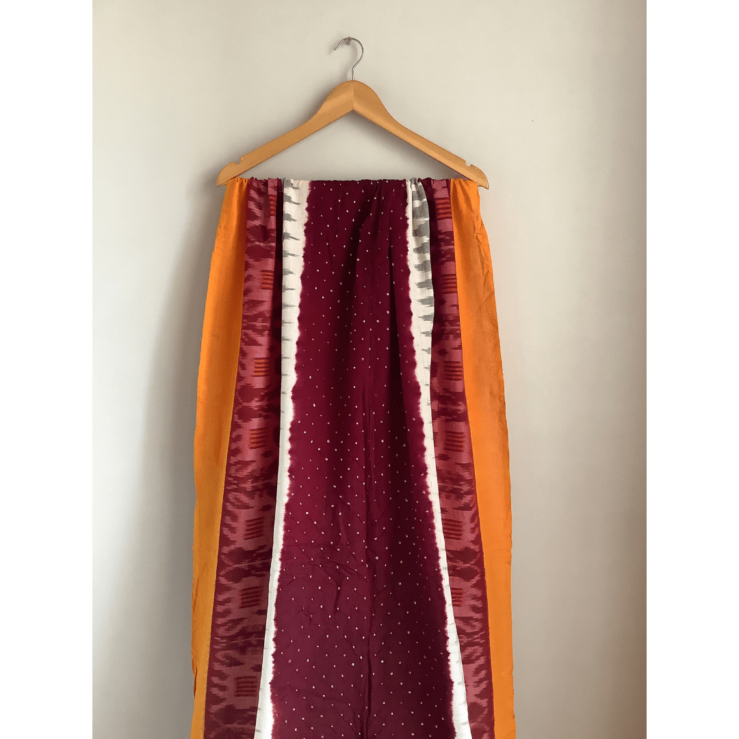 Cotton Ikkat Bandhani Dupatta - Gulab – Handmade Bandhani Saree in Gajji/Modal Silk | Aj Designs