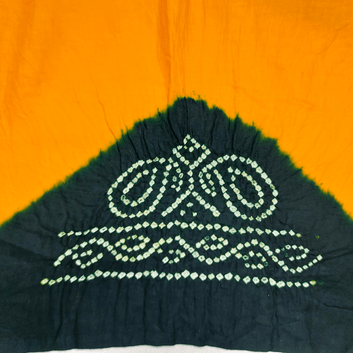Cotton Satin Yellow Green Bandhani Blouse Piece for Summer Sleve Design