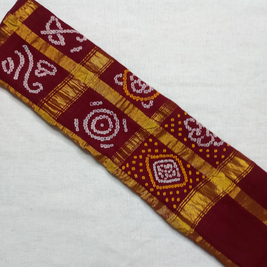 MAROON -  COTTON GHARCHOLA BANDHANI BLOUSE PIECE