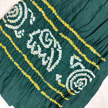GREEN  -  COTTON SATIN  BANDHANI BORDER BLOUSE PIECE
