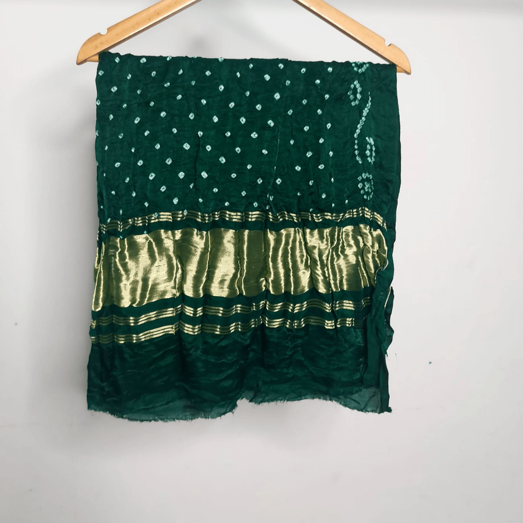 GREEN - GAJJI SILK BANDHANI BLOUSE PIECE – Handmade Bandhani Saree in Gajji/Modal Silk | Aj Designs