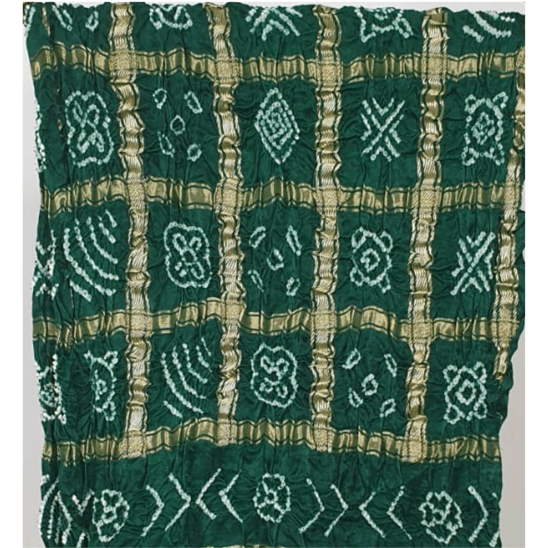 GREEN - GAJJI SILK GHARCHOLA BANDHANI BLOUSE PIECE – Handmade Bandhani Saree in Gajji/Modal Silk | Aj Designs
