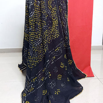 Red Plain Kurta Fabric With Black Bandhani Dupatta with white background
