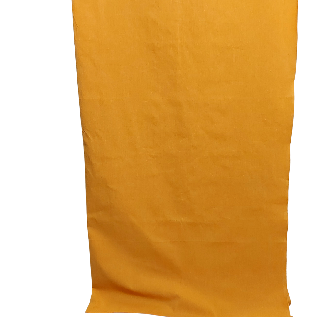 handloom cotton plain yellow fabric with white background