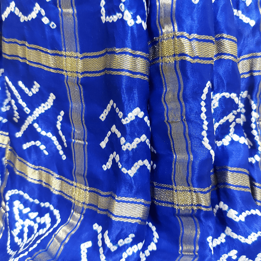 Kavya - Blue Gajji Silk Gharchola Bandhani Saree – Handmade Bandhani Saree in Gajji/Modal Silk | Aj Designs