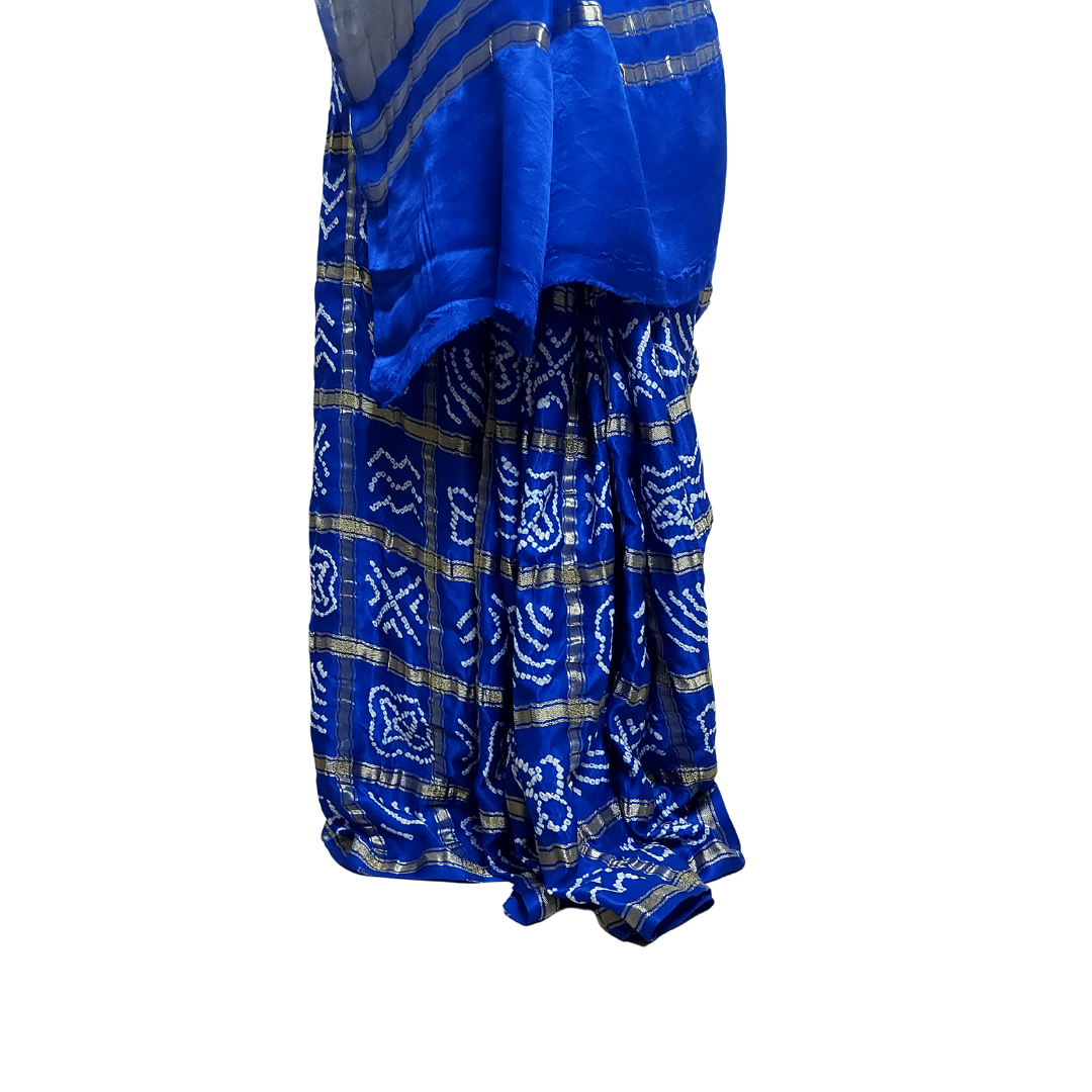 Kavya - Blue Gajji Silk Gharchola Bandhani Saree – Handmade Bandhani Saree in Gajji/Modal Silk | Aj Designs
