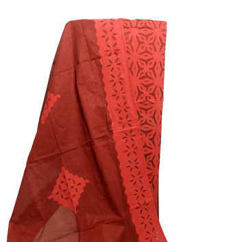 Maroon Cotton Applique Dress Material