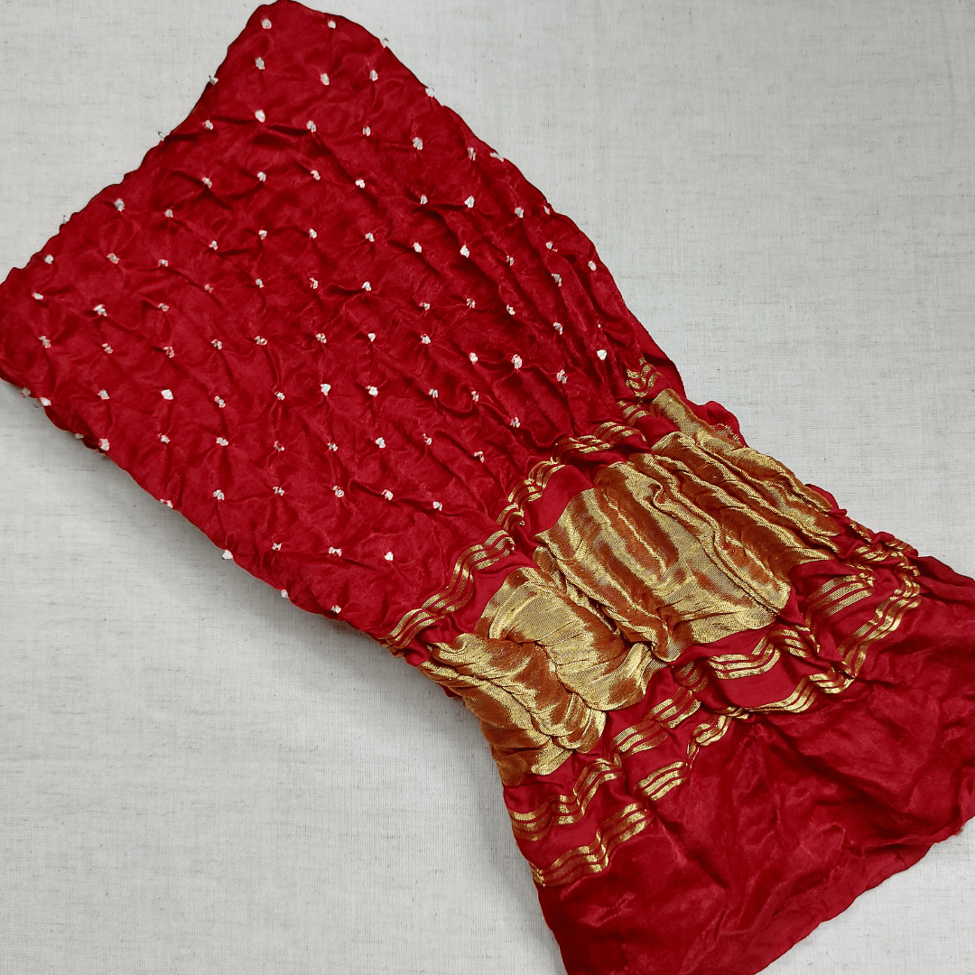 MAROON - GAJJI SILK BANDHANI BLOUSE PIECE – Handmade Bandhani Saree in Gajji/Modal Silk | Aj Designs
