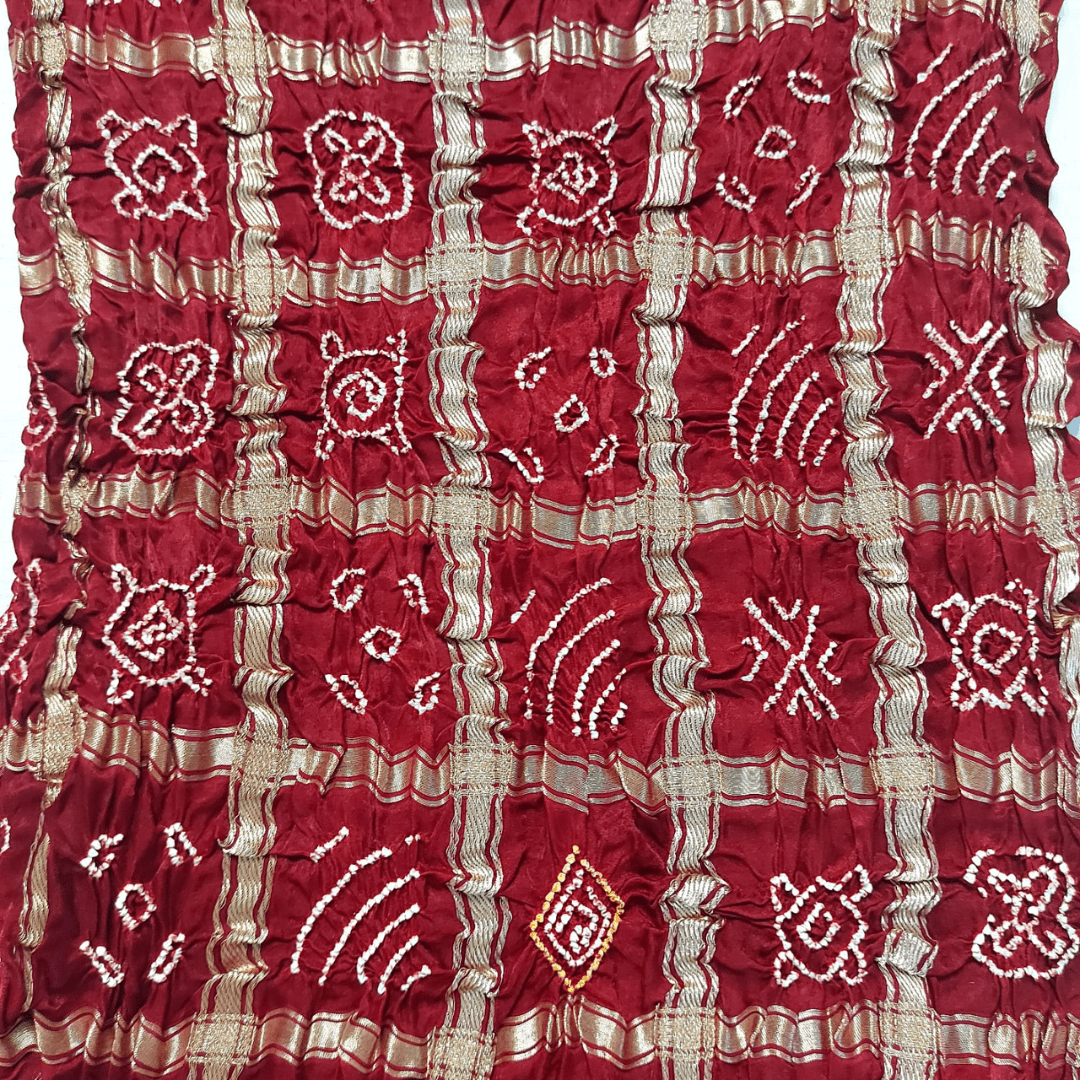 MAROON - GAJJI SILK GHARCHOLA BANDHANI BLOUSE PIECE – Handmade Bandhani Saree in Gajji/Modal Silk | Aj Designs